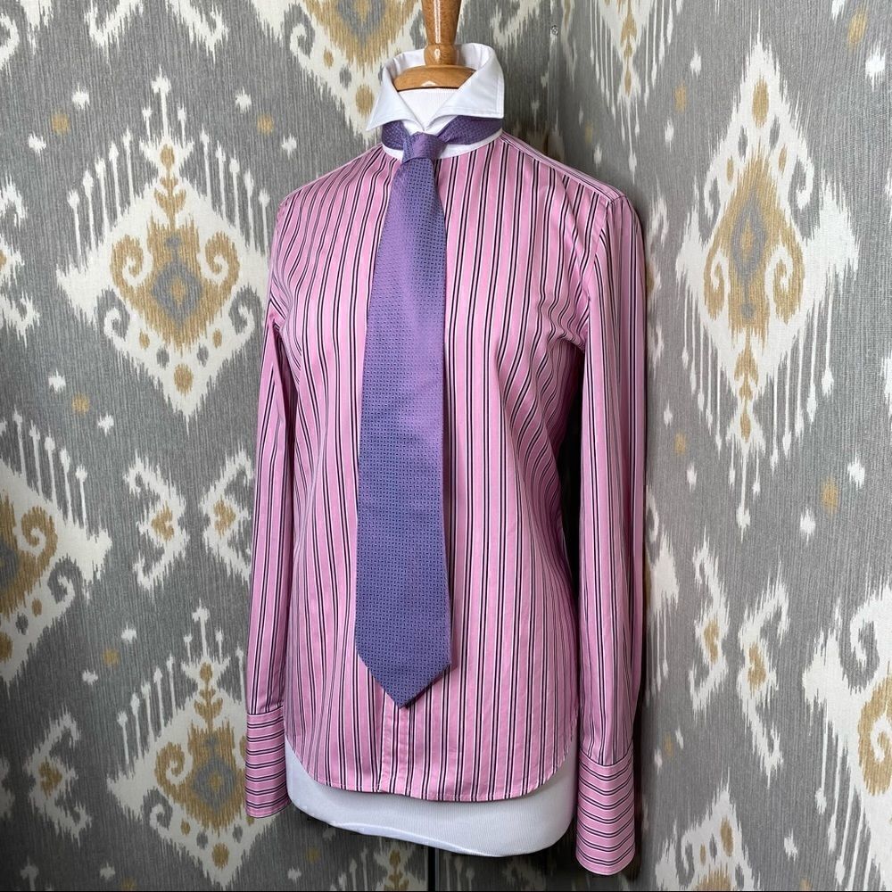 Ralph Lauren ~ Pink Shadow Stripe Polished Cotton Slim Fit Button Up Shirt - Picture 6 of 16